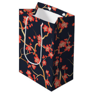 Sacola Para Presentes Média Padrão Elegante De Flor De Cereja Sem Costura (3)