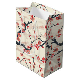 Sacola Para Presentes Média Padrão Elegante De Flor De Cereja Sem Costura (5)