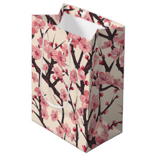Sacola Para Presentes Média Padrão Elegante De Flor De Cereja Sem Costura (6)