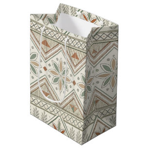 Sacola Para Presentes Média Padrão Etnico Geométrico Tribal Floral Sem Costura