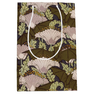 Sacola Para Presentes Média Padrão Floral Art Nouveau Vintage com Morcego e Pa