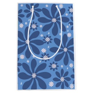 Sacola Para Presentes Média Padrão Floral Azul - Acesso ao Na moda
