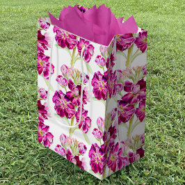 Sacola Para Presentes Média Padrão floral de flores de cor de água, de refúgio