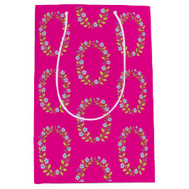 Sacola Para Presentes Média Padrão floral de menina