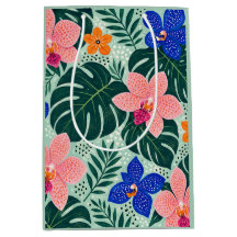 Padrão Floral de Orquídea Tropical & Monstera