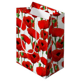 Sacola Para Presentes Média Padrão Floral de Papas Vermelhas