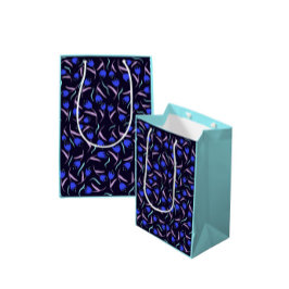 Sacola Para Presentes Média Padrão Floral de Primavera Turquesa