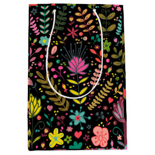 Sacola Para Presentes Média Padrão Floral de Superfície - Papel de parede Flor