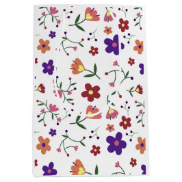 Sacola Para Presentes Média Padrão Floral Desenhado À Mão