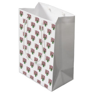 Sacola Para Presentes Média Padrão Floral do Buquê de Tulipas de Aquarela
