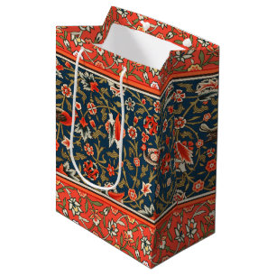 Sacola Para Presentes Média Padrão Floral Indo-Persa Boêmio Vintage Vermelho