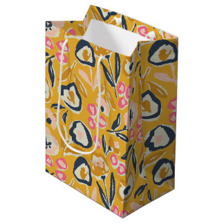 Sacola Para Presentes Média Padrão Floral Ousado Desenhado à Mão Jardim de Cam