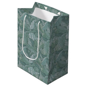 Sacola Para Presentes Média Padrão Folha de Acanto Azul Teal de William Morris