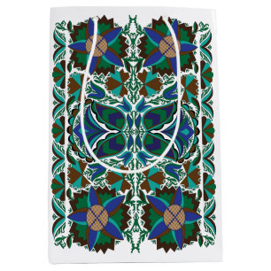 Sacola Para Presentes Média Padrão foliar estoniano de vindima com flor