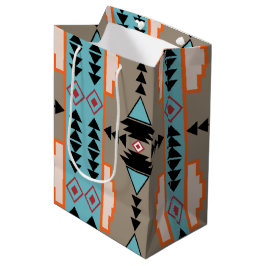 Sacola Para Presentes Média Padrão Geométrico Aztec Mexicano