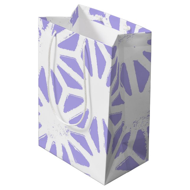 Sacola Para Presentes Média padrão geométrico de lavanda (Verso inclinado)