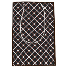 Sacola Para Presentes Média Padrão geométrico em tons pretos e castanhos quent