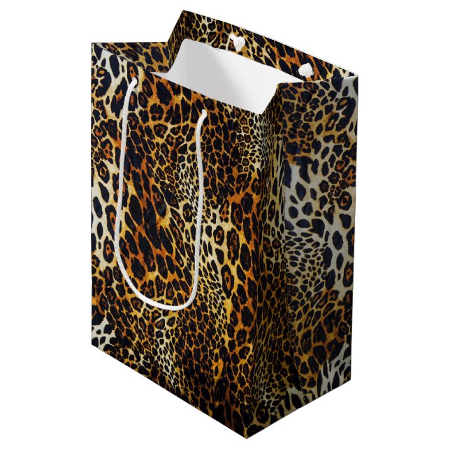 Sacola Para Presentes Média Padrão Jaguar Realista Chic WhimsicalArtwork™ (Frente inclinada)