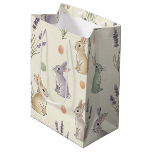 Sacola Para Presentes Média Padrão Minimalista de Coelhinho de Páscoa em Paste