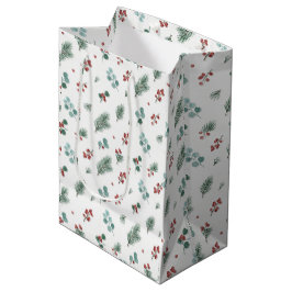 Sacola Para Presentes Média Padrão Mínimo de Natal, Pinheiro & Frutas