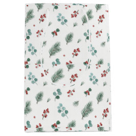 Sacola Para Presentes Média Padrão Mínimo de Natal, Pinheiro & Frutas