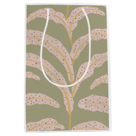 Sacola Para Presentes Média Padrão Moderno de Folha de Palmeira Tropical Sage