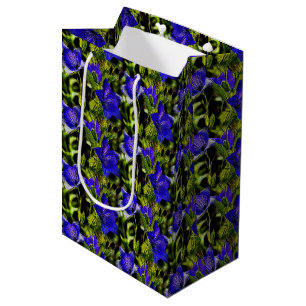 Sacola Para Presentes Média Padrão natural das flores azuis
