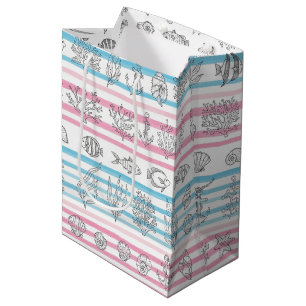 Sacola Para Presentes Média Padrão Retro Náutico de Aquarela (12)