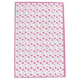 Sacola Para Presentes Média Padrão romântico de corações rosa fofos