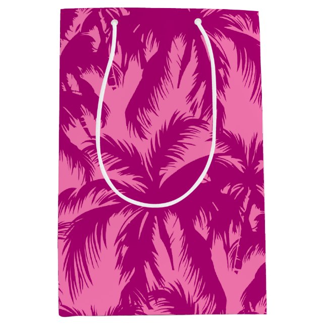 Sacola Para Presentes Média Padrão rosa brilhante Palm (Frente)