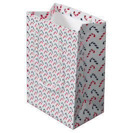 Sacola Para Presentes Média Padrão sem costura de canas de Natal branco