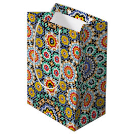 Sacola Para Presentes Média Padrão Tradicional Boho de Mosaico Marroquino