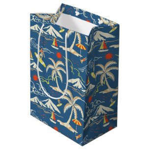 Sacola Para Presentes Média Padrão tropical do Surf retroativo