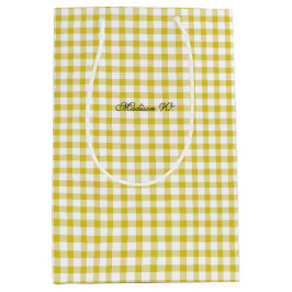Sacola Para Presentes Média Padrão Xadrez Amarelo Quente Fofo