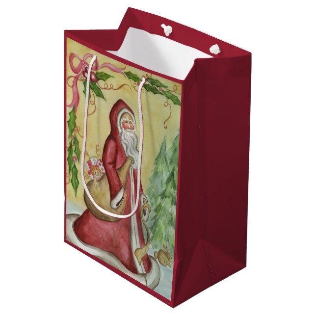 Sacola Para Presentes Média Padre Natal Gift Bag (Frente inclinada)