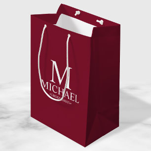 Sacola Para Presentes Média Padrinho de casamento Vermelho Personalizado Moder