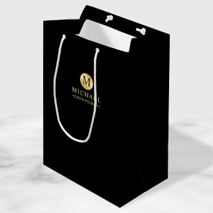 Sacola Para Presentes Média Padrinhos de casamento Masculinos Pretos e Persona