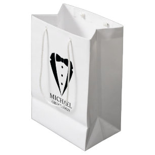 Sacola Para Presentes Média Padrinhos de casamento personalizados de terno de