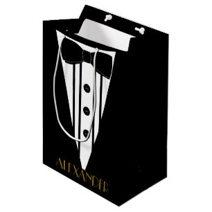 Sacola Para Presentes Média Padrinhos de casamento Tuxedo Casamento Personaliz