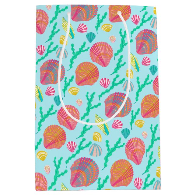 Sacola Para Presentes Média Padrões de focas e algas (Frente)