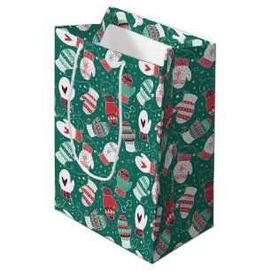 Sacola Para Presentes Média Padrões de Mittens de Natal Cozy no inverno
