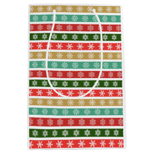 Sacola Para Presentes Média Padrões e cores festivos de Natal