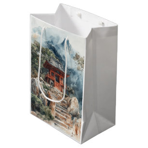 Sacola Para Presentes Média Pagode da Montanha Carmesim Lavagem a Tinta (2)