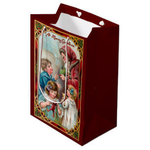 Sacola Para Presentes Média Pai Natal com Crianças