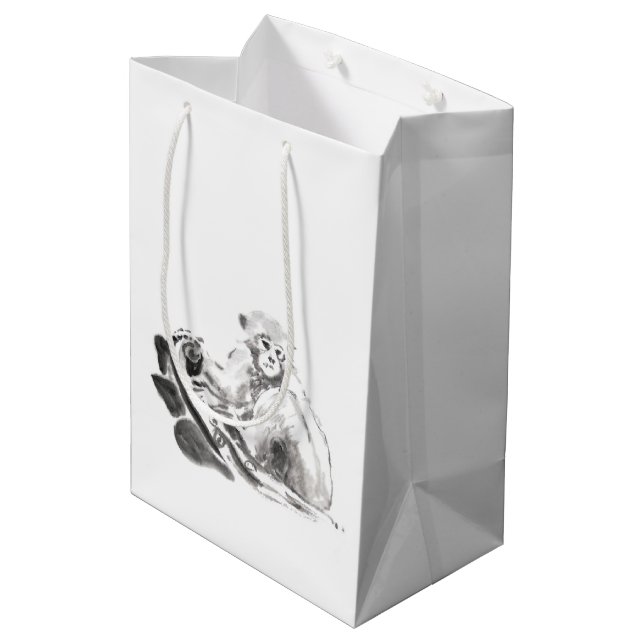 Sacola Para Presentes Média Painel Original do Macaco Chinês Ano 2016 (Verso inclinado)