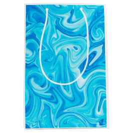 Sacola Para Presentes Média Paint Swirl Art Blue Colorful Fun