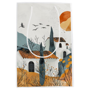 Sacola Para Presentes Média Paisagem Boho Abstrato (4)