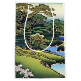 Sacola Para Presentes Média Paisagem Elegante Asiática