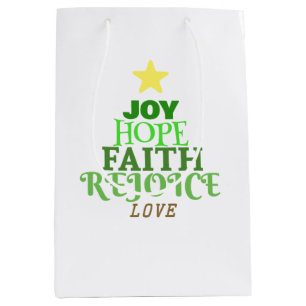 Sacola Para Presentes Média Palavras de Natal Árvore de Natal