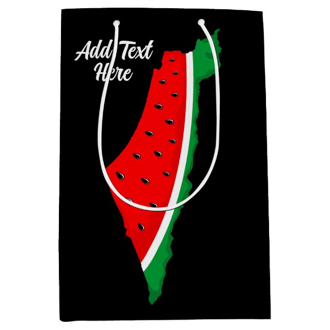 Sacola Para Presentes Média Palestina - Mapa Watermelon - Símbolo da liberdade (Frente)